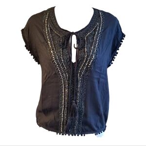 🔴Zara Basic Embroidered & Embellished Top